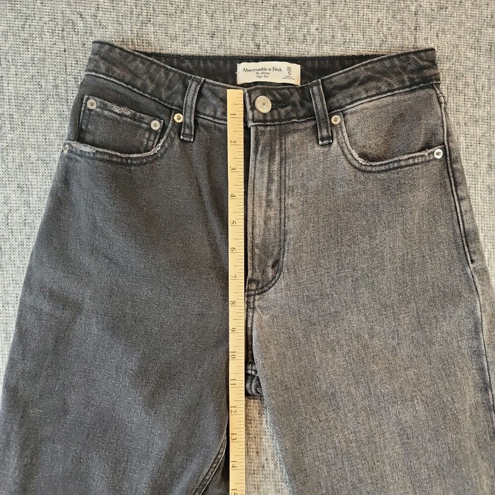 Abercrombie Curve Love High Rise Skinny Jeans Two-Tone Colorblock Black Grey 25L - Picture 6 of 9